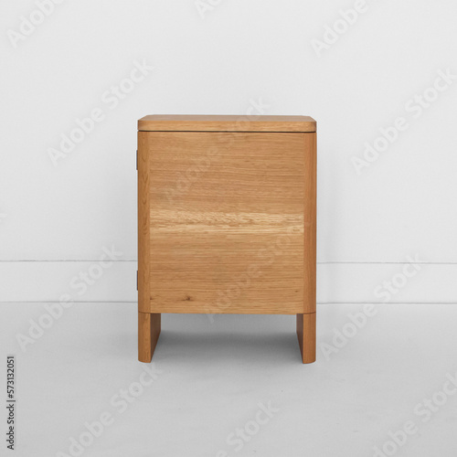 Wooden modern small table with drawers, old wood cupboard with drawers