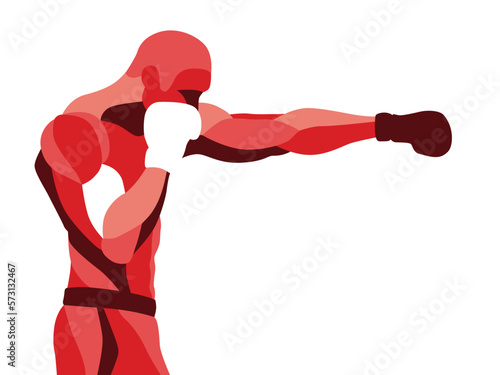 Trendy stylized illustration movement, boxer, line vector silhouette of boxer man.