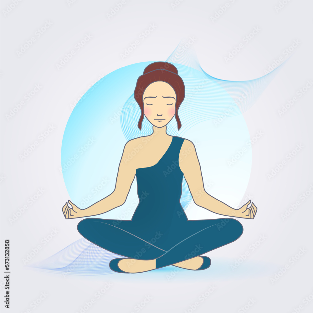 Vector illustration concept Aura and chakras., meditation.