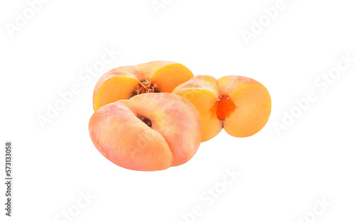 Ripe chinese flat peach fruit isolated on transparent png