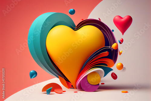 3d heart shape with decorative generative ai