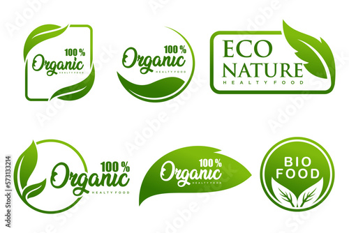 Organic vegetarian banner.Set of modern natural and organic products logo templates and icons.