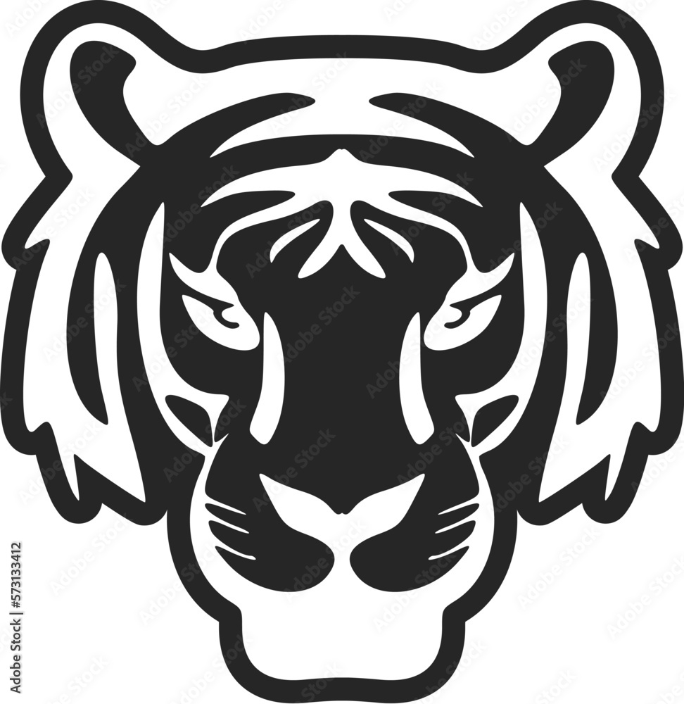 Elegant black white logo tiger. Isolated.