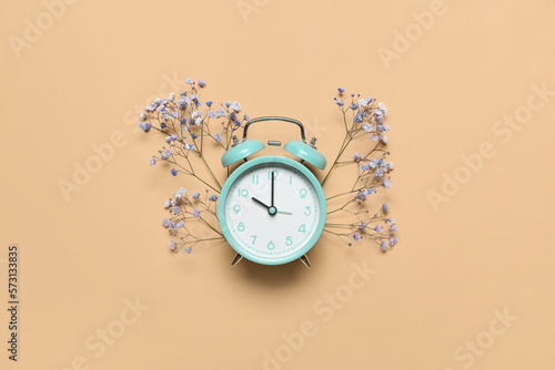 Alarm clock with gypsophila...