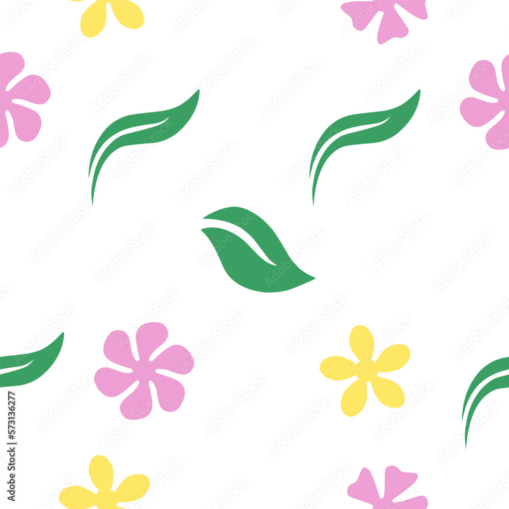 Flowers Leaves Ornament Design Seamless Pattern Flowers Leaves Ornament Design Seamless Pattern