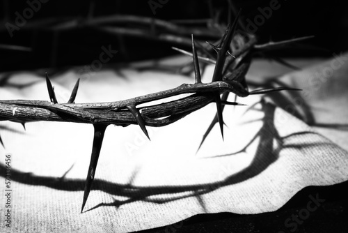 Wallpaper Mural Crown of thorns with cloth on dark background, closeup Torontodigital.ca