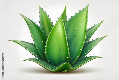 the sole Aloe Vera leaf in a vase Generative AI