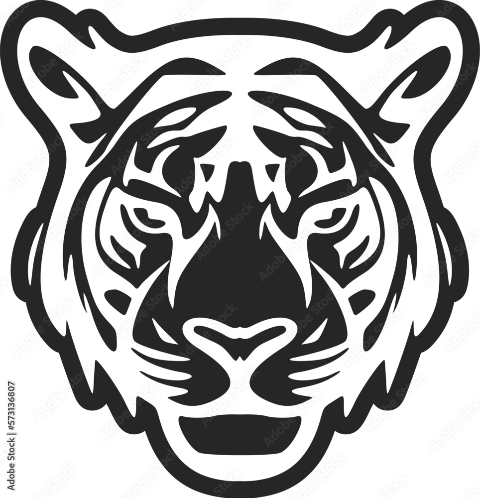 An elegant simple black white logo tiger. Isolated on a white background.