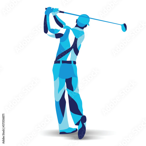 Trendy stylized illustration movement, golf player, line vector silhouette of golf man.