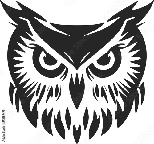 Cool black vector owl vector logo. Isolated on a white background.