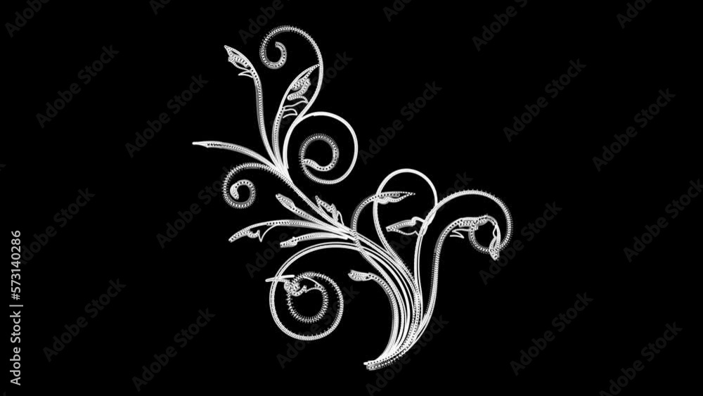 Calligraphic Design Element Animation With Alpha Video