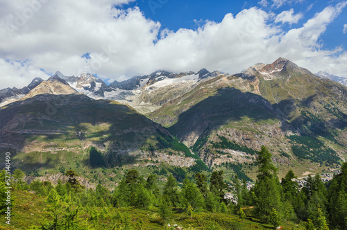 view of the city of Zermatt in the swiss alps