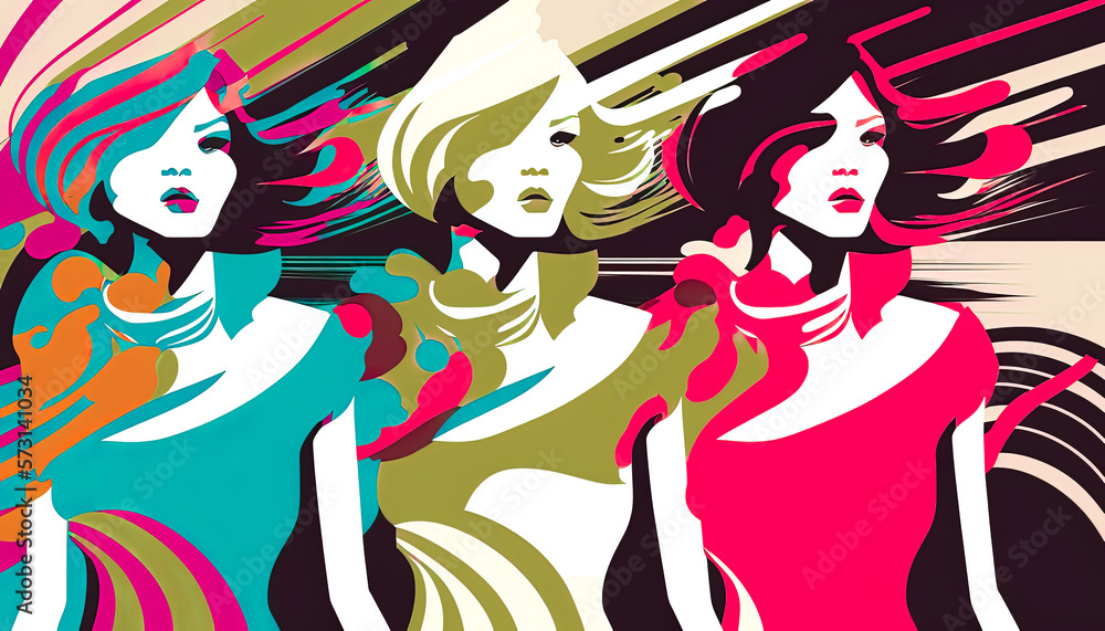Abstract Fashion Vector Illustration, Set of Women Dressed in Stylish Trendy Clothes Abstract Fashion Vector Illustration, Set of Women Dressed in Stylish Trendy Clothes