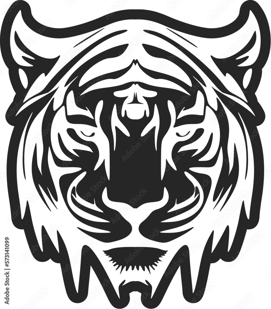 Elegant black white vector logo tiger. Isolated on a white background.