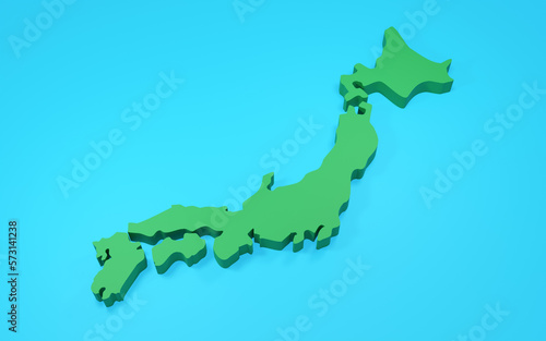 3Dの立体的な日本地図のイラスト