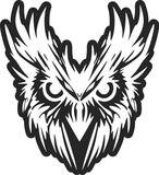 A graceful simple black owl logo. Isolated.