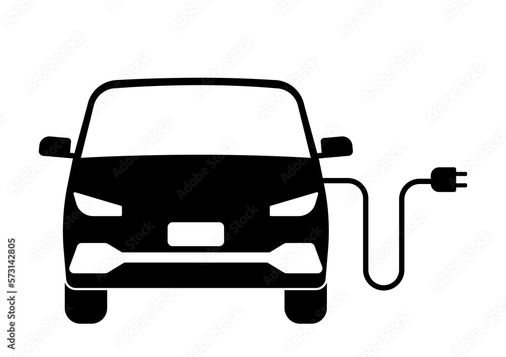 Electric Car icon. Vector Illustration Isolated on White Background.