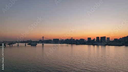 都市の夕景 空撮