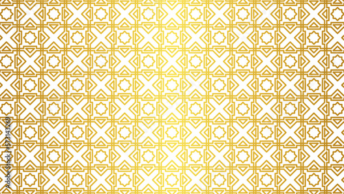 Islamic pattern of arabic geometric with shiny golden color for Ramadan celebration in muslim culture and Islam religion. Vector illustration of arab ornament for decoration and design graphic