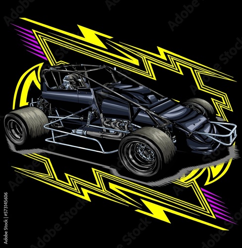 drag race illustration isolated in black background for poster, t-shirt, graphic design, business element and card