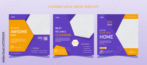 Office,hotel and house cleaning service promotion post template.