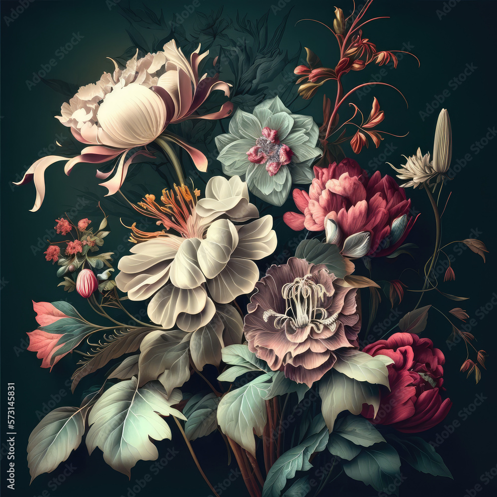 A vintageinspired wallpaper design featuring a beautiful fantasy