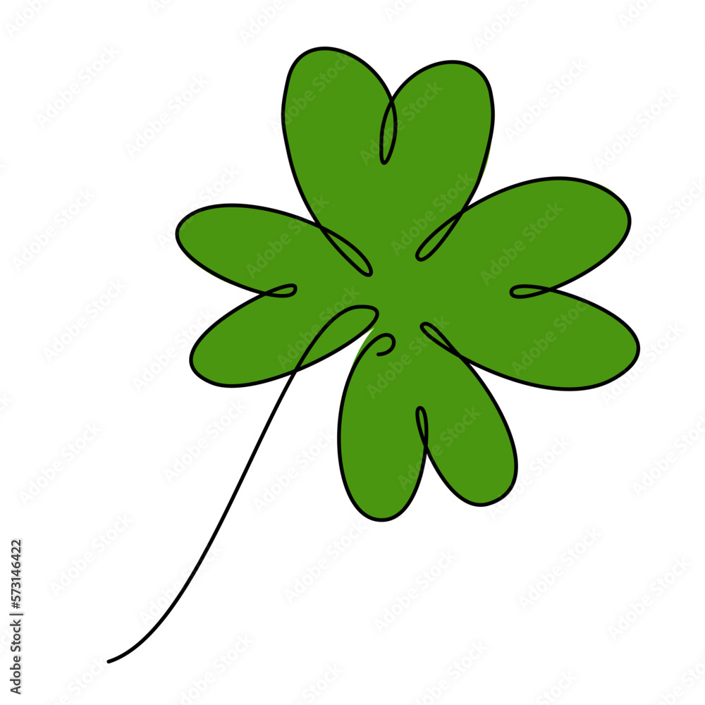 Clover leaf. One continuous line four leaf shamrock. Patrick day symbol Clover leaf. One continuous line four leaf shamrock. Patrick day symbol