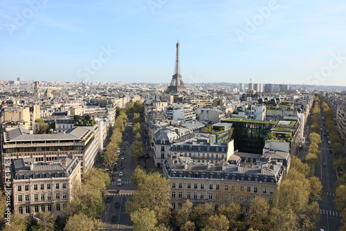 Panorama view from Arc de Triomphe in Paris, France