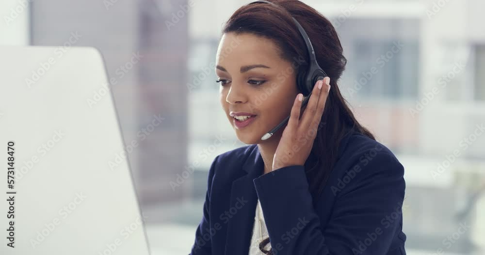 Call center, consulting and communication of woman in telemarketing, customer service or contact us. Business sales, CRM and technical support with consultant in help desk agency for networking Call center, consulting and communication of woman in telemarketing, customer service or contact us. Business sales, CRM and technical support with consultant in help desk agency for networking