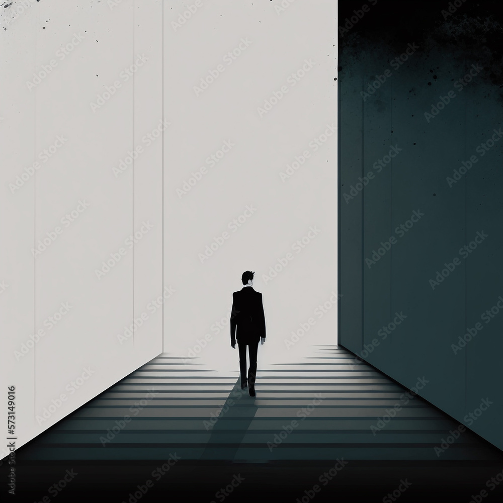 Fototapeta premium A person with a surreal and minimalist background