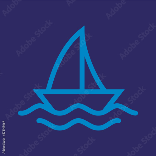 minimalistic logo of a sailing ship in the ocean
