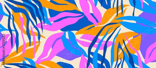 Tableau sur toile seamless pattern with abstract leaves.