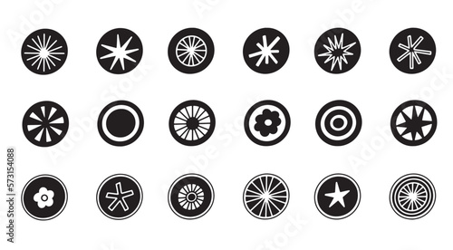 Various circle abstract elements in black, on white background. Pattern design in circle.
