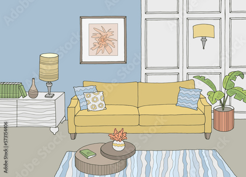 Living room graphic color interior sketch illustration vector 