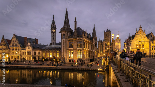 Famous architecture and cityscape in Gent  Belgium in January 2023 