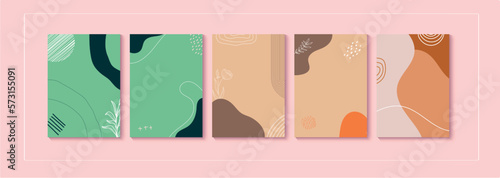 Abstract backgrounds with organic shapes in pastel colors. Suitable for social media posts, mobile apps, banners design and web, internet ads.