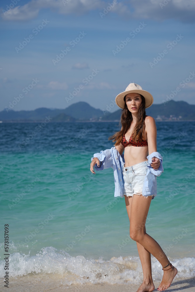 woman on the beach in krabi thailand, poda island, model shooting woman on the beach in krabi thailand, poda island, model shooting
