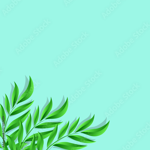 green leaf vector for background. Tropical palm frond frame. Summer tropical leaves. summer greeting cards 