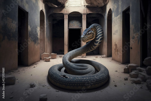 3d King Cobra The World's Longest Venomous. King Cobra Snake, 3d Illustration, 3d Rendering created with Generative AI technology