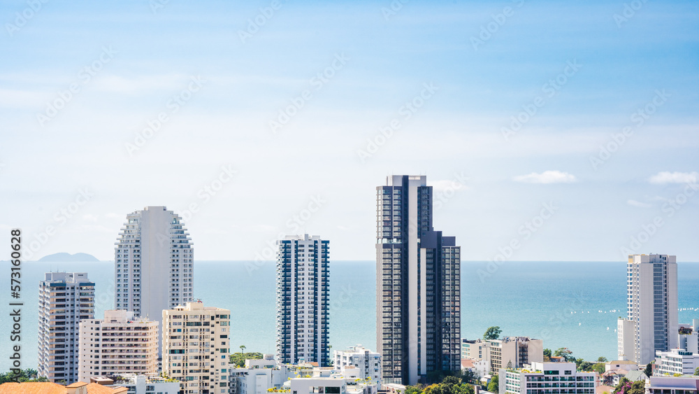 Skyscrapers on the background of the sea