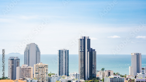 Skyscrapers on the background of the sea