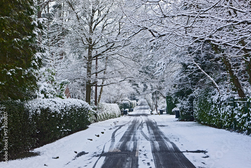 wintery road at Hookheath in Woking/ England photo