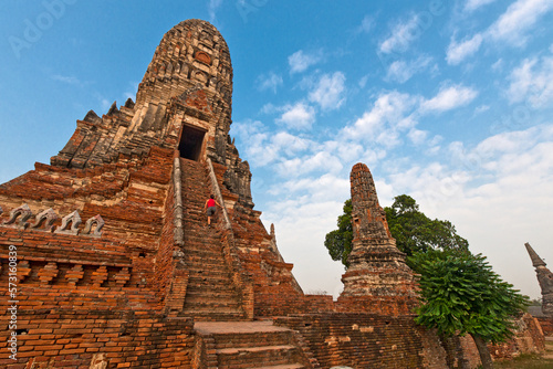 the ancient temple of Wat Chaiwatthanaram in Ayutthaya photo