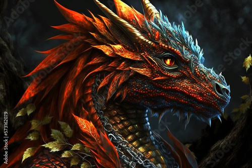 fantasy dragon. Generative AI © Kanchana