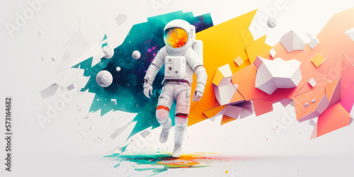 Astronaute art moderne forme abstraites pastel Fototapet