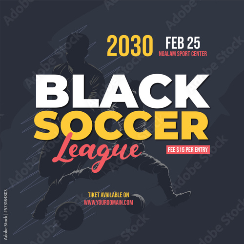 black soccer football league flyer