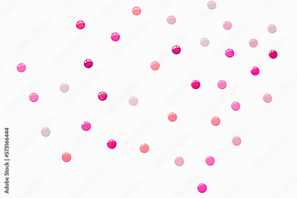 White basic background with chaotic identical dots of pink shades