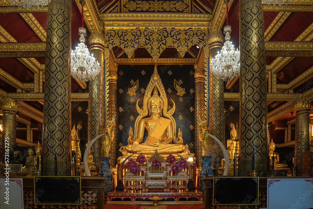 Phra Phuttha Chinnarat Buddha Image at Wat Phra Si Rattana Mahathat Temple, in Phitsanulok, Thailand
