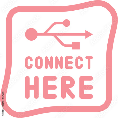 Connect here USB flash disk drive logo symbol
