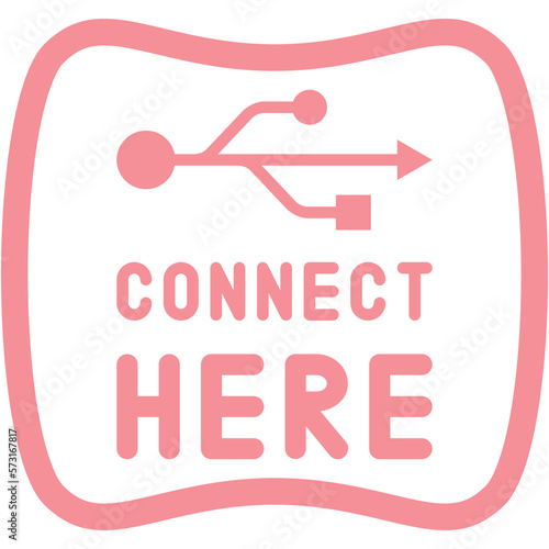 Connect here USB flash disk drive logo symbol
